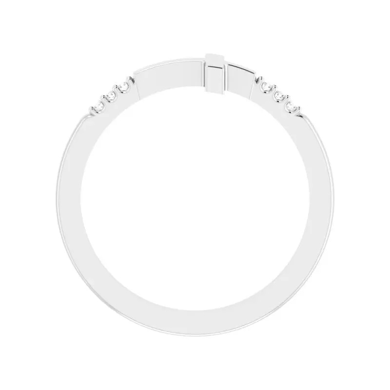 Paris Jewelry Sterling Silver .025 CTW Diamond Stackable Sideways Cross