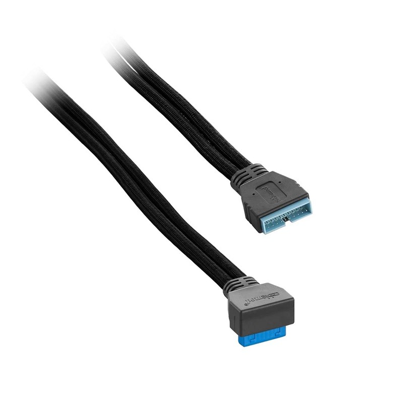 CableMod ModFlex Sleeved Right Angle Internal USB 3.0 Cable (Black,