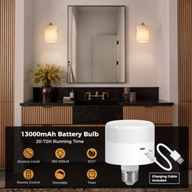 Glitnous Battery Operated Wall Sconce Set of 2, Rechargeable Wall Sconce with 13000mAh Bulb Pleated Lampshade, Wireless Battery Powered Wall Sconces Set of 2 for Bedroom Living Room, Gold