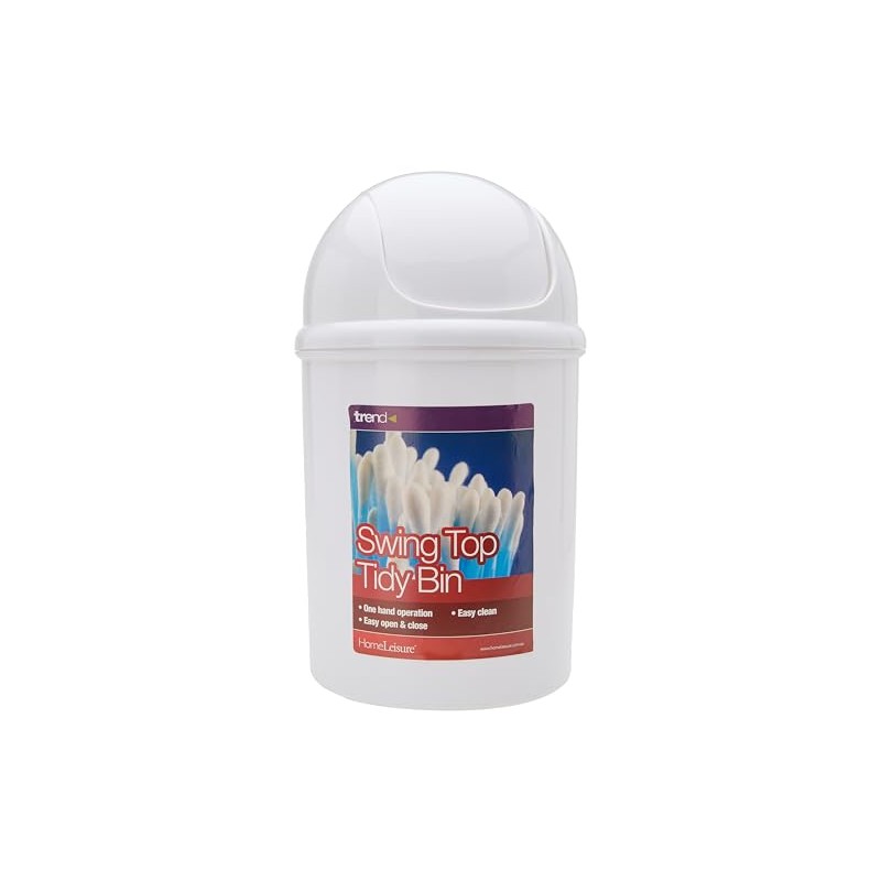 HomeLeisure Swing Top Tidy Bin, White, 5 Litre Capacity
