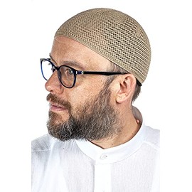 Turkish Muslim Premium Knitting Kufi Hats for Men, Taqiya, Takke, Peci, Islamic Caps, Islamic Gifts, Standart Size, Brown