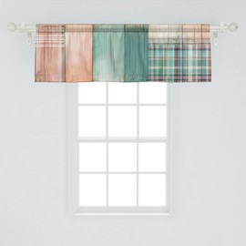 Ambesonne Rustic Window Valance Pack of 2, Modern Buffalo Plaid Watercolor Look Cottagecore Lines Pattern Backdrop, Rod Pocket Curtain Valances Kitchen Bedroom, 54" X 18",Blush Lavender Seafoam