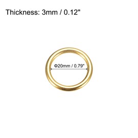 sourcing map Metal O Rings Pack of 15 20 mm (0.79 Inches) ID 3 mm Thickness Multi-Purpose Non-Welded O-Ring Buckle for Craft Belt Purse Bag Hardware Making, Gold Tone