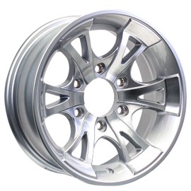 eCustomrim Aluminum Trailer Wheel 15X6 15 Inch A1411 Silver Grey 6 Lug On 5.5 Inch Center Rim