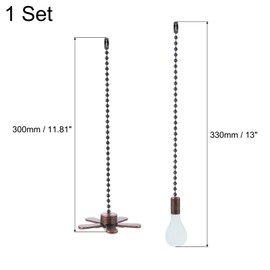 uxcell 13 Inch Ceiling Fan Pull Chain Extender Sets, 2 Pcs Beaded Ball Fan Pull Chain with Decorative Light Bulb and Fan Cord for Ceiling Light Lamps Fan, Bronze