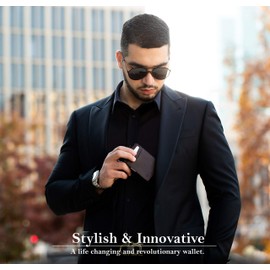 SERMAN BRANDS Money Clip Wallet - Mens Wallets slim Front Pocket RFID Blocking Card Holder Minimalist Mini Bifold (Texas Brown Transformer)