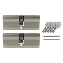 2x Cylinder Lock 80 mm Keyed Alike 40 x 40 mm with 5 Keys
