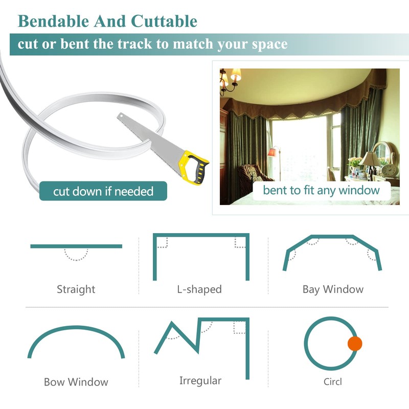 Flexible Bendable Ceiling Curtain Track Room Divider 12Ft Curved Curtain
