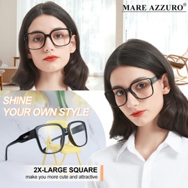 MARE AZZURO Oversized Reading Glasses 4.0+ Women Fashion Readers 1.0 1.25 1.5 1.75 2.0 2.25 2.5 2.75 3.0 3.5 4.0 5.0 6.0 (Black, 4.00)