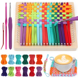 Aeelike Weaving Loom Kit for Kids, Potholder Wood Loom Kits Including 192 PCS Colorful Craft Loops for Girls Boys Ages 5-12 Activity, Durable & Perfect Kids Gift & Happy Time