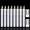 Mavandes Flameless Flickering Taper Candles Two Remote, 7.5 Inch White