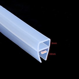 Zjclx Frameless Soft Shower Door Sweep Seal Drip Rail, Glass Shower Silicone Door Seal Strip,Weatherproof Silicone Seal Fit for Glass (U Type, 8mm (5/16"))