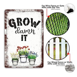 YOYI ART Grow Dammit Garden Signs for Outside - Funny Patio Signs for Outside, Rustic Metal Vintage Tin Signs for Garden, Backyard, Patio, Man Cave, Garage Wall Decor Art, Gifts for women, 8 x 12 inch