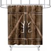 Antler Shower Curtain Wooden Plank Door Rustic Deer Horn Theme