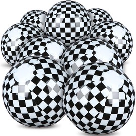 Hollowfly 12 Pack Black and White Checkered Flag Themed Beach Ball for Kids 7.87" Bulk for Summer Pool and Beach Game Gifts Race Car Birthday Party Supplies and End of The Year Class Decorations Favor