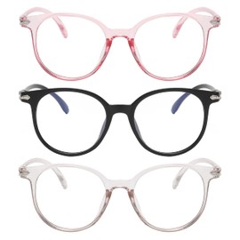 OWL Anti Fatigue Digital Screen Blue Light Blocking Glasses - Big Frame, UV400 Rays Filter Eyewear for Women Men - Ideal Use for Computer, Reading, Gaming, Phones & TV - Pink, Black (Matte), Beige