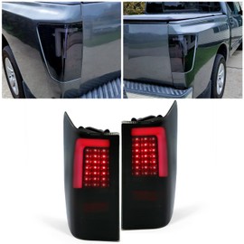 HECASA LED Tail Light Compatible with 2004-2015 Nissan Titan LED Tube Bar Signal Brake Lamp Taillight Smoked Lens+Black Housing
