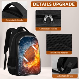 School Backpack for Boys - American Football Boys Backpack for Kids Children Elementary Middle School - 17 Inch Sport Bookbag Travel Back Pack for Ages 6-14