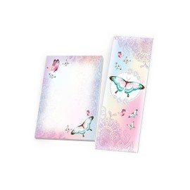8 Bookmarks + 8 Mini Notepads, 25 Sheets Each DIN A7 Colouring Pad Set, Butterfly, Flowers, Party Bags, Party Bags, Guest Gift, Giveaways for Children's Birthday, Party, Themed Party, School, Boys,
