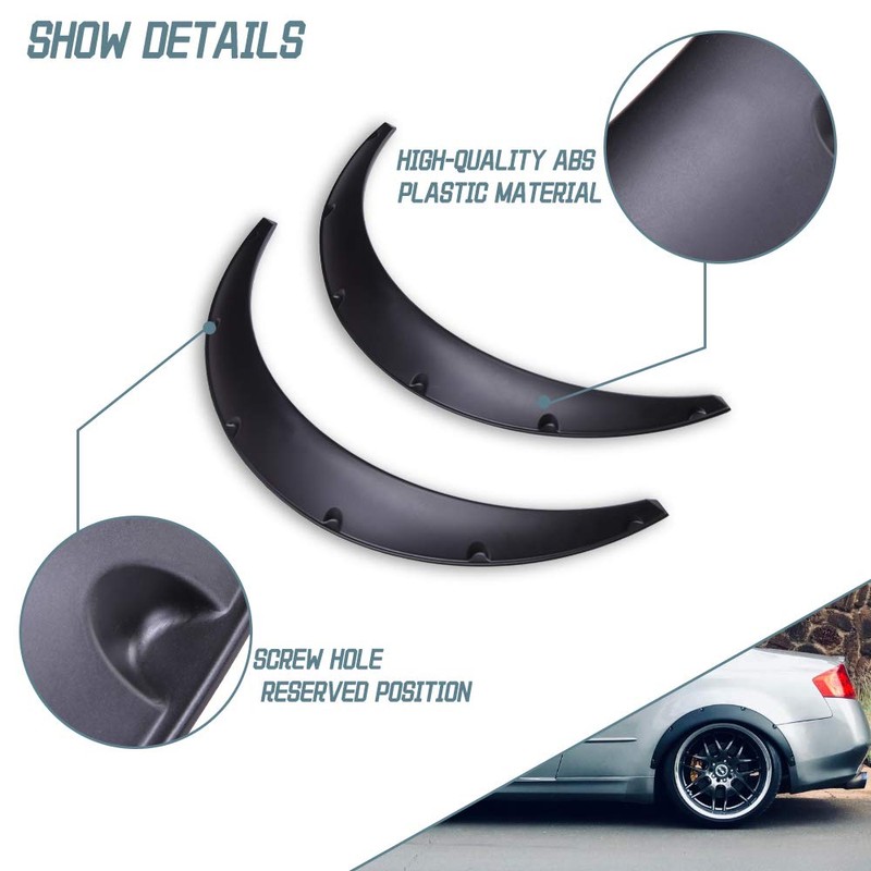 DREAMIZER 4x 2"/50mm Flexible Car Fender Flares Universal Extra Wide