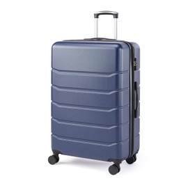 Simple Deluxe 24 Inch Hardside Carry On Luggage, Suitcase with Double Spinner Wheels & TSA Lock, Hard Shell, Expandable Rolling Lightweight, Blue