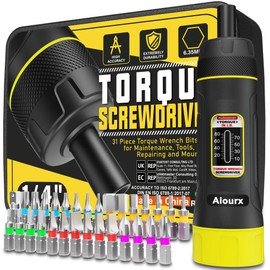 Aiourx 1/4 Inch Long Drive Torque Screwdriver Wrench Set, 10-80 in.-lb., S2 Steel, 32 Pcs for Bicycle Mechanics, Mechanical Equipment, and Scope Mounting