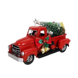 UIYIHIF Vintage Red Truck Christmas Decor, Red Pickup Truck with Christmas Tree Farmhouse Metal Pickup Truck Decor, Great Gift for Home Kitchen Holiday Table Centerpieces Decorations