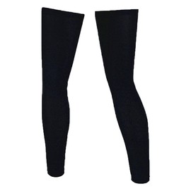 Cosmos 1 Pair Compression Leg Sleeves Sun Protection Leg Sleeves for Bike Cycling Hiking Running Basketball Sports, Men and Women, Full Length, Black Color (X-Large)