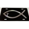 DEEP Engraved Christian Fish Cross Diamond Etched Car Tag Vanity