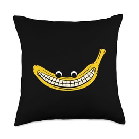 Smiling Banana Throw Pillow