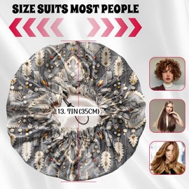 BHAHB Luxury Shower Cap Satin Lined Reusable Waterproof Double Layer Elastic Adjustable Hair Bath Cap Cute Aesthetic Women Girls-Boho