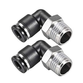 uxcell Push To Connect Tube Fitting Male Elbow 6mm Tube OD X 1/4NPT Thread Pneumatic Air Push Fit Lock Fitting 2pcs