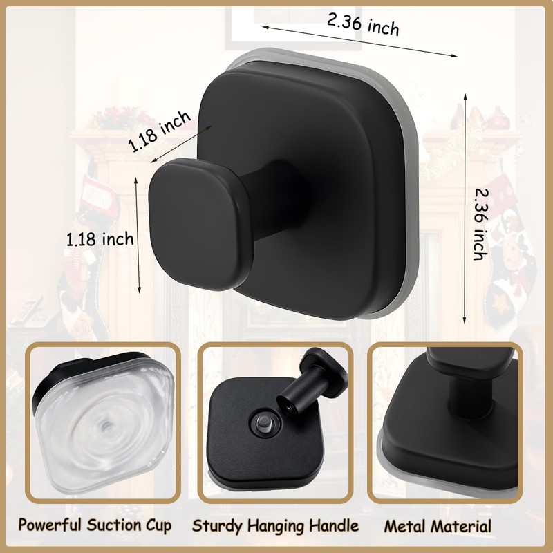 CUTERUI GIFTED 2025 Square-Style Suction Cup Shower Hooks & Front