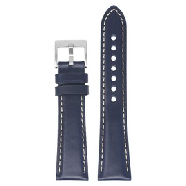 StrapsCo Vintage Padded Leather Quick Release Watch Band Strap - Dark Blue - 20mm - Short
