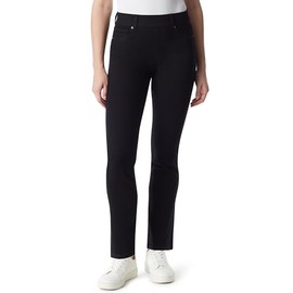 Gloria Vanderbilt Womens Shape Effect Pull On High Rise Straight Leg Jeans, Black Rinse, 18 US