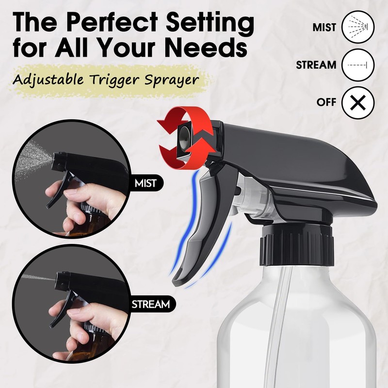 2 Packs Plastic Spray Bottles 360°Water Spray Bottle for Cleaning