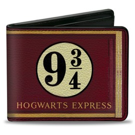Buckle-Down mens Buckle-down Pu Bifold - Hogwarts Express 9¾ Burgundy/Gold Wallet, Multicolor, 4.0 x 3.5 US