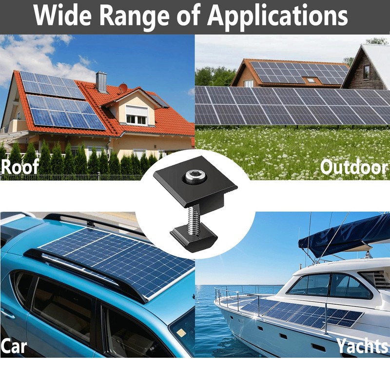 10 Pack Solar Panels Centre Clamps, Aluminium Solar Panel Mounting