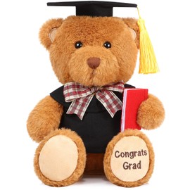 11 Inch Graduation Plush Bear 2022 Graduation Gifts for Her Stuffed Bear Animal Toy with Black Hat Congratulations Graduate for Primary School Colleague (Hold One Book)