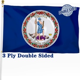 XIFAN Double Sided Virginia State Flag 3x5 ft, Heavy Duty 3 Ply Durable Polyester, VA Flag with Vibrant Print/4 Rows Hemming/Brass Grommets for Indoor Outdoor Decor