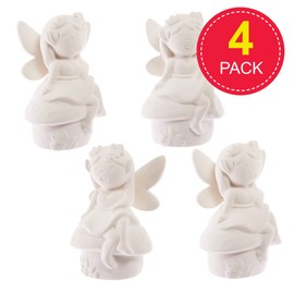 Baker Ross FX590 Ceramic Garden Fairies - Box of 4, Ceramic Model Painting for Kids