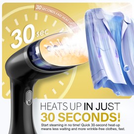 Steamer for Clothes, 1800W Fast Heat-up Clothes Steamer Handheld Garment Steamer with 3 Steam Settings, 380ml Water Tank, 9.8' Cord, Portable Travel Steam Iron for Removes Wrinkle Safe on All Fabrics