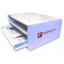 Fasteners Inc. 401 PCS Grade 10.9 Metric J.I.S. Flange Bolt & JIS Flange Nut Assortment Kit - White 2-Drawer Slide Rack