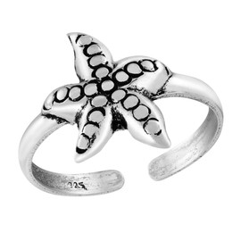 AeraVida Under The Sea Playful Starfish .925 Sterling Silver Toe or Pinky Ring | Adjustable Toe Ring | Starfish Toe Ring for Women Sterling Silver | Pinky Toe Ring for Women