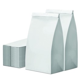 Glownary - White Paper Bags for Lunch, Craft, or Takeout. (8 LB, 500 Count - White)