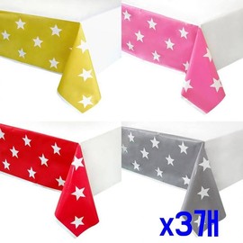 Star Party Decoration Tablecloths (Set of 3) for Camping & Events Christmas Red