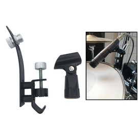 TUOREN Drum Rim Microphone Clamp with Universal Shockproof Plastic Microphone Clip, Metal Adjustable Drum Rim Mic Mount Holder for Snare Tom Bass Drum Hoop Accessories