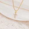 SUPJEWE Exquisite Cubic Zirconia 14K Gold Cross Pendant Necklace, Delicate
