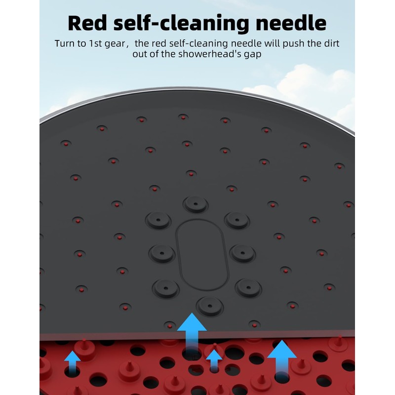 Hibbent 3 Function Shower Head,Self-Cleaning Nozzle Handheld Shower Head