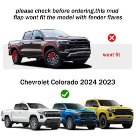 Peleus Truck Mud Flaps for Chevy Colorado Mud Flaps 2025 2024 2023 Without Fender Flare Aerodynamic Mud Flaps for Trucks Pickup Splash Guards Fenders Set of 4 Mud Gards Mudflaps